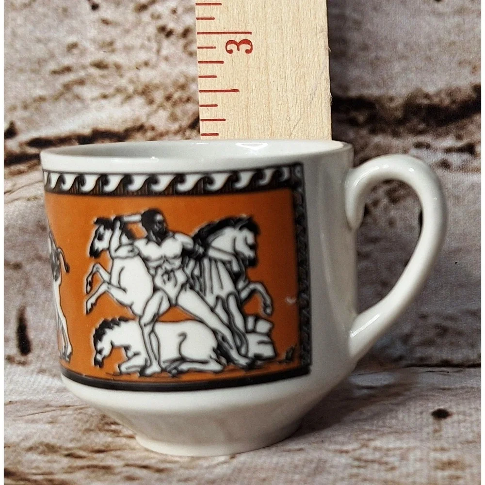 6 Vintage Keramikos Athens Greece Mythology Candia‎ Espresso Cups